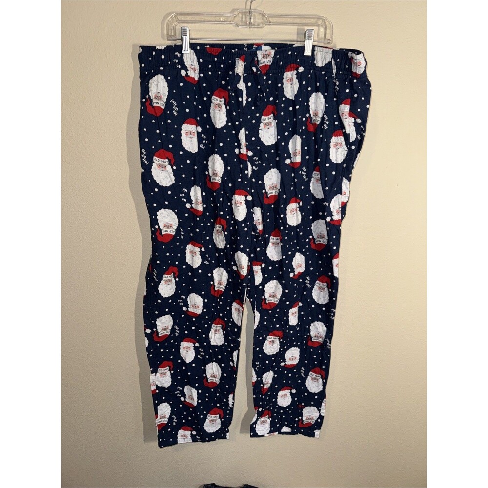 Old Navy Men’s Santa Pajama Bottoms Blue Santa Claus